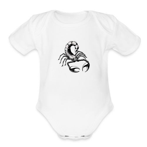 scorpion - silver - grey - Organic Short Sleeve Baby Bodysuit