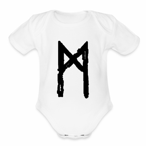 Elder Futhark Rune - Letter M - Organic Short Sleeve Baby Bodysuit