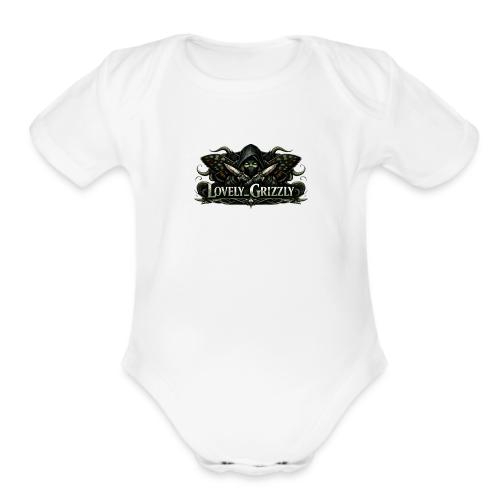Lovely Grizzly logo - Organic Short Sleeve Baby Bodysuit