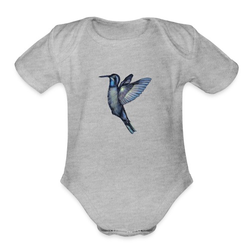 Hummingbird in flight - Organic Short Sleeve Baby Bodysuit