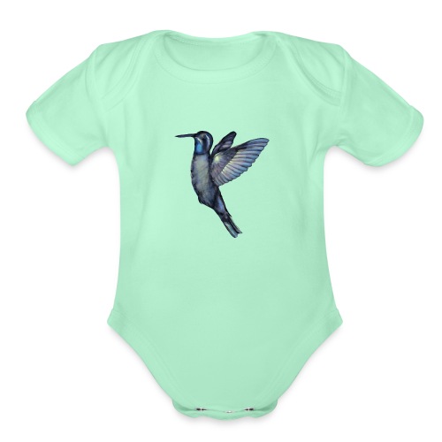 Hummingbird in flight - Organic Short Sleeve Baby Bodysuit