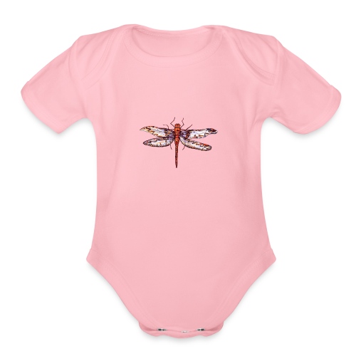 Dragonfly red - Organic Short Sleeve Baby Bodysuit