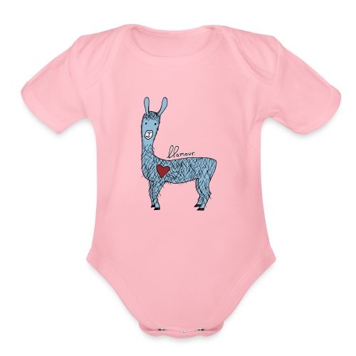 Cute llama - Organic Short Sleeve Baby Bodysuit