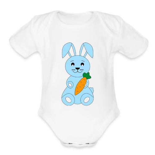 Cute Blue Bunny — Newborn Baby and Nursery Gift - Organic Short Sleeve Baby Bodysuit