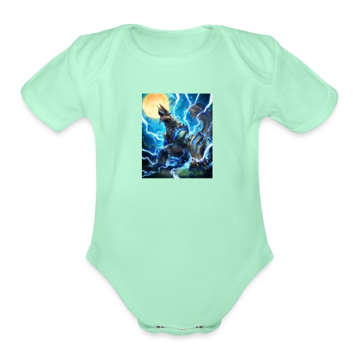 Blue lighting dragom - Organic Short Sleeve Baby Bodysuit