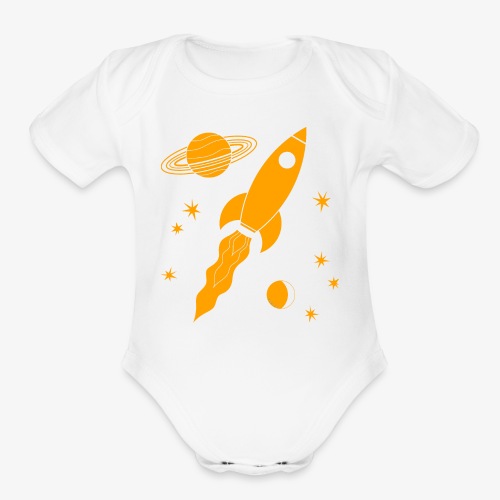 rocket orange - Organic Short Sleeve Baby Bodysuit