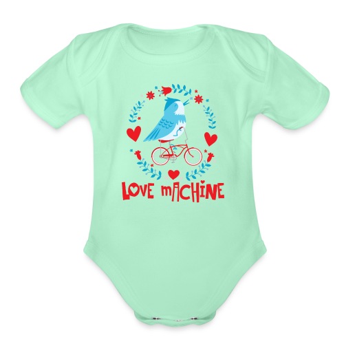 Cute Love Machine Bird - Organic Short Sleeve Baby Bodysuit