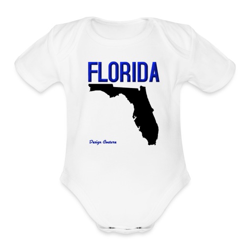 FLORIDA REGION MAP BLUE - Organic Short Sleeve Baby Bodysuit
