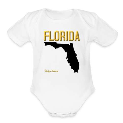 FLORIDA REGION MAP GOLD - Organic Short Sleeve Baby Bodysuit