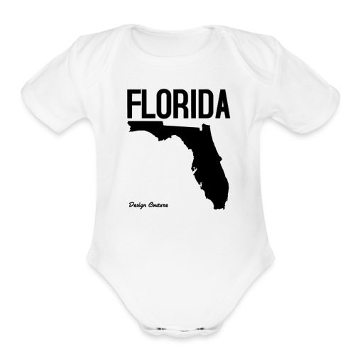 FLORIDA REGION MAP BLACK - Organic Short Sleeve Baby Bodysuit
