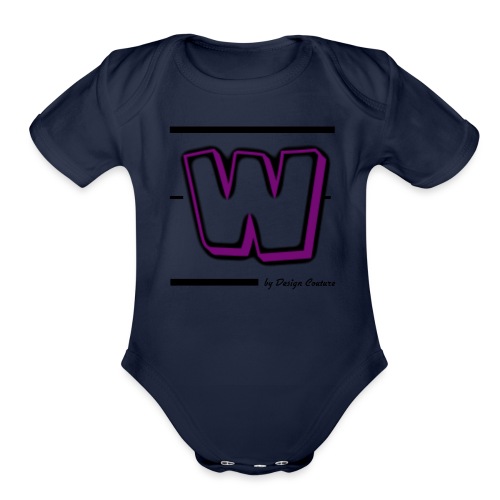W PURPLE - Organic Short Sleeve Baby Bodysuit