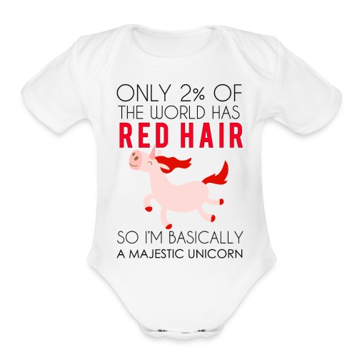 redhead unicorn shirt - Organic Short Sleeve Baby Bodysuit
