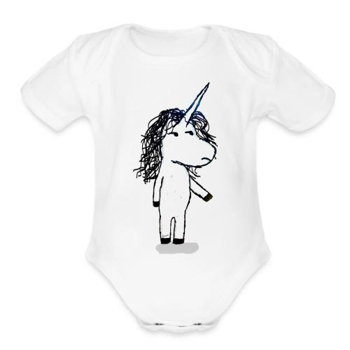 Kaede the Unicorn Angry - Organic Short Sleeve Baby Bodysuit