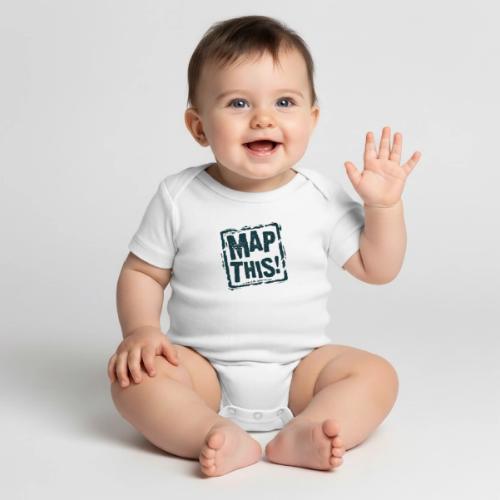 MapThis! Black Stamp Logo - Organic Short Sleeve Baby Bodysuit