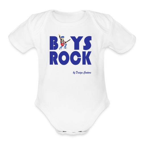 BOYS ROCK BLUE - Organic Short Sleeve Baby Bodysuit