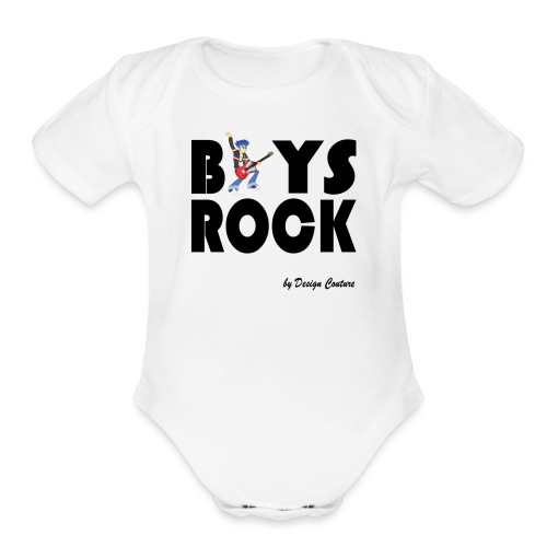BOYS ROCK BLACK - Organic Short Sleeve Baby Bodysuit