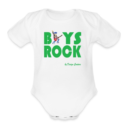 BOYS ROCK GREEN - Organic Short Sleeve Baby Bodysuit