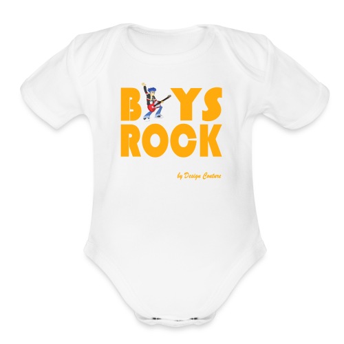 BOYS ROCK ORANGE - Organic Short Sleeve Baby Bodysuit