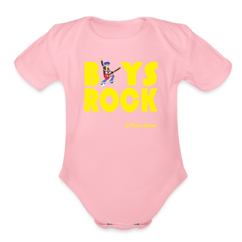 BOYS ROCK YELLOW - Organic Short Sleeve Baby Bodysuit