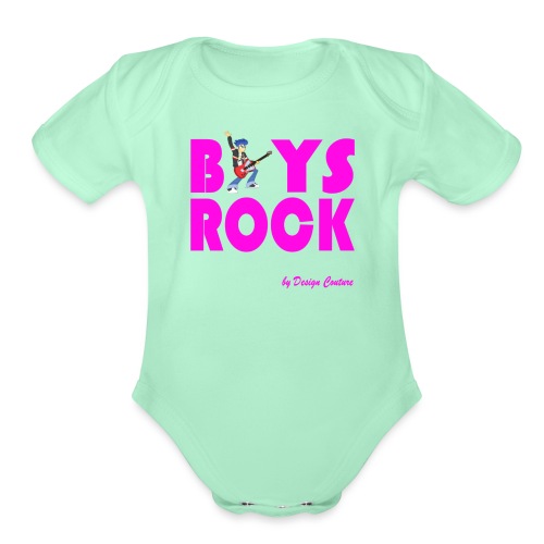 BOYS ROCK PINK - Organic Short Sleeve Baby Bodysuit