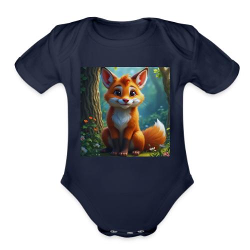 Magical fantasy fox in enchanted forest scene - Organic Short Sleeve Baby Bodysuit