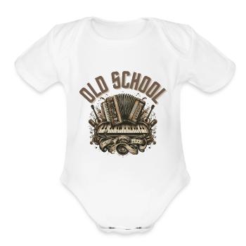 old school - Organic Short Sleeve Baby Bodysuit - white - Front