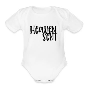 Heaven Sent - Organic Short Sleeve Baby Bodysuit - white - Front