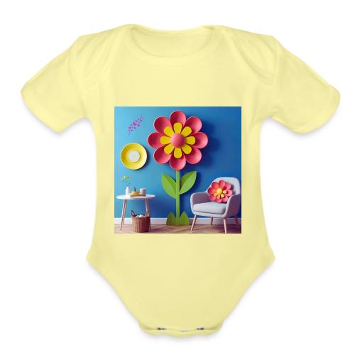 Flower design and harmony of environmental well-be - Organic Short Sleeve Baby Bodysuit