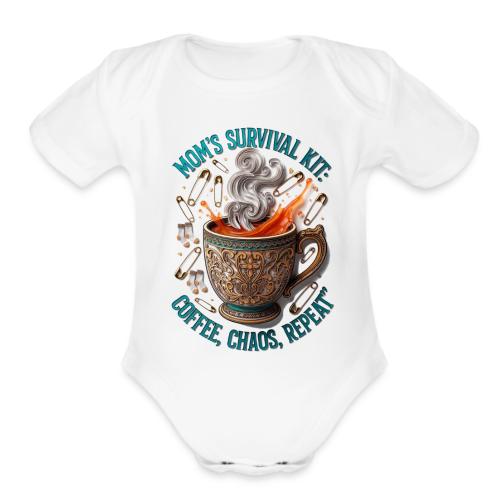 Mom's Survival Kit Tee | Coffee Chaos - Organic Short Sleeve Baby Bodysuit