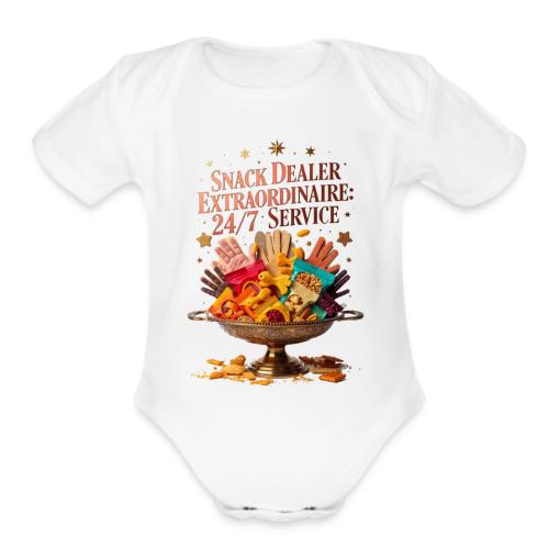 Snack Dealer Extraordinaire Tee, Mum Gift - Organic Short Sleeve Baby Bodysuit