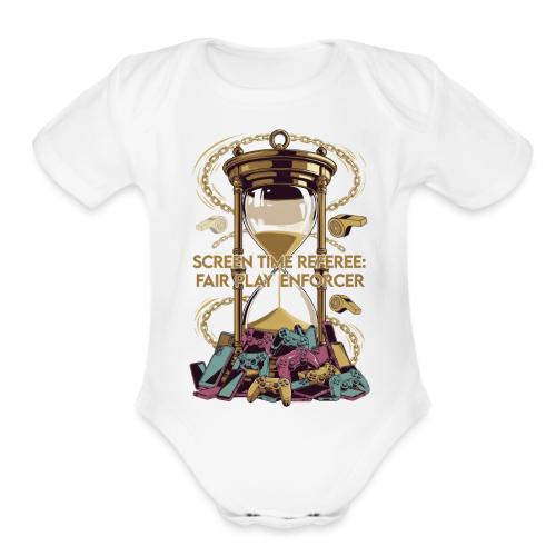 Screen Time Referee T Shirt, Fair Play Enforcer - Organic Short Sleeve Baby Bodysuit