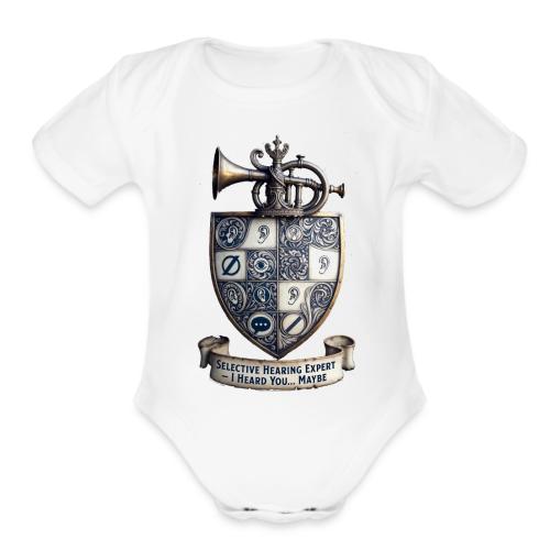 Selective Hearing Expert Crest T Shirt - Organic Short Sleeve Baby Bodysuit