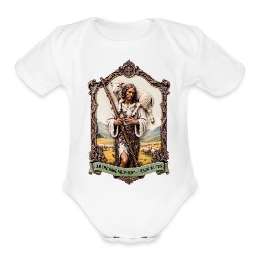 I Am The Good Shepherd T Shirt, Christian Gift - Organic Short Sleeve Baby Bodysuit