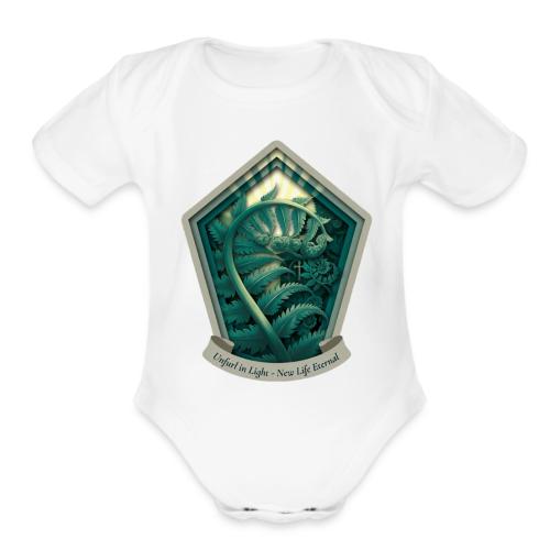 Easter Unfurl in Light Fern T Shirt, Spring Gift - Organic Short Sleeve Baby Bodysuit