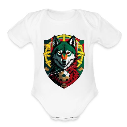 Portugal Iberian Wolf Soccer T Shirt,Football Gift - Organic Short Sleeve Baby Bodysuit