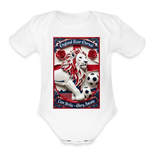 England Lion Soccer T Shirt, Football Pride Gift - Organic Short Sleeve Baby Bodysuit