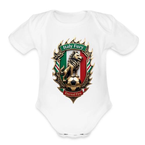 Italy Wolf Fury T-Shirt, Italian Flag Pride Gift - Organic Short Sleeve Baby Bodysuit