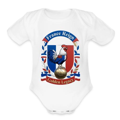 France Rooster Reign T-Shirt, Tricolore Pride Gift - Organic Short Sleeve Baby Bodysuit