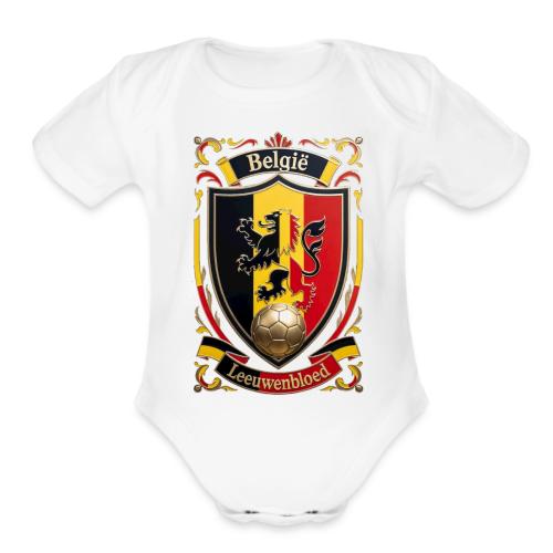 Belgium Lion Crest T-Shirt, Belgian Flag Gift - Organic Short Sleeve Baby Bodysuit