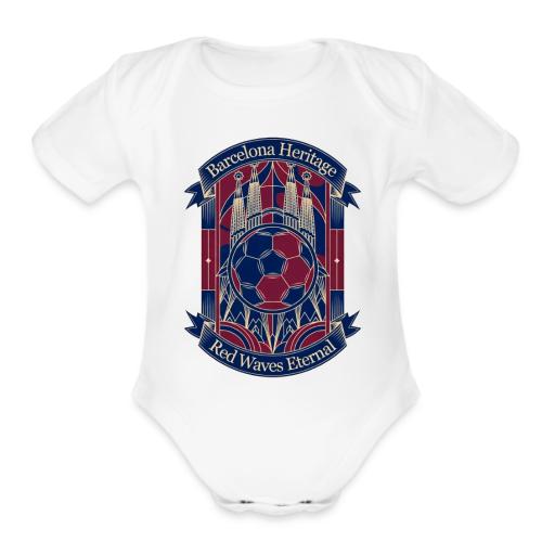 Barcelona Red Heritage T Shirt, Barsa fan Gift - Organic Short Sleeve Baby Bodysuit