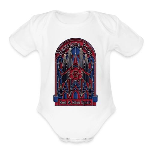 Barcelona Scarlet Pride T Shirt, Vibrant City Gift - Organic Short Sleeve Baby Bodysuit