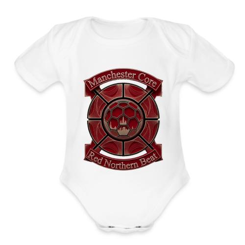 Manchester Is Red T Shirt, Soccer City Pride Gift - Organic Short Sleeve Baby Bodysuit
