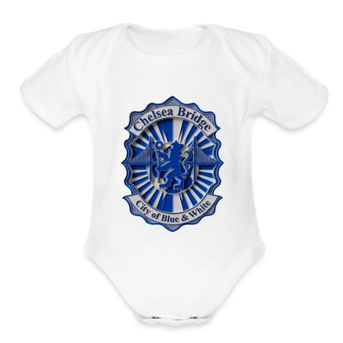 Chelsea Blue Bridge T Shirt, Soccer Fan Gift - Organic Short Sleeve Baby Bodysuit