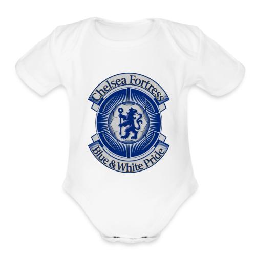 Chelsea Fortress T Shirt, Soccer City Pride Gift - Organic Short Sleeve Baby Bodysuit