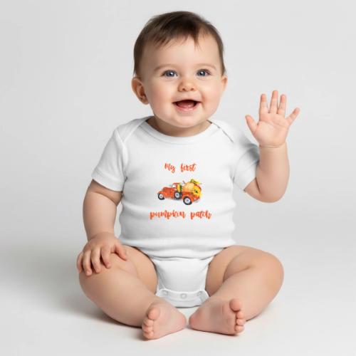 My first pumpkin patch - Organic Short Sleeve Baby Bodysuit