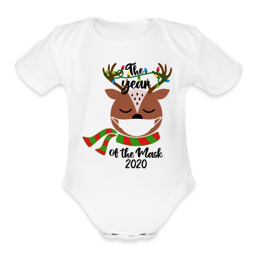 Year of the Mask Deer - Organic Short Sleeve Baby Bodysuit