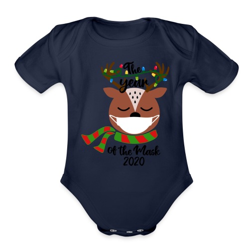 Year of the Mask Deer - Organic Short Sleeve Baby Bodysuit