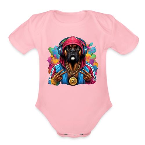 Boxer Dog Splash Art - Organic Short Sleeve Baby Bodysuit