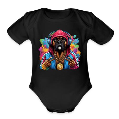 Boxer Dog Splash Art - Organic Short Sleeve Baby Bodysuit