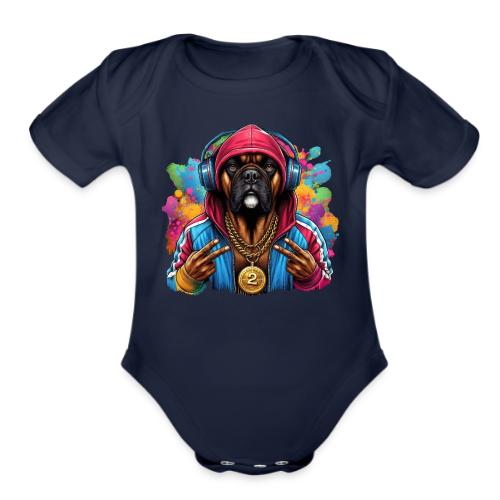Boxer Dog Splash Art - Organic Short Sleeve Baby Bodysuit